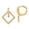 Image 1 : 14k Cubic Zirconia Square Dangle Hinged Hoop Earrings - 53 mm