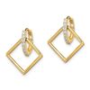 Image 2 : 14k Cubic Zirconia Square Dangle Hinged Hoop Earrings - 53 mm