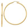 Image 1 : 14k Solid Gold 2 mm Polished Round Hoop Earrings (55 mm)