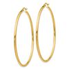 Image 2 : 14k Solid Gold 2 mm Polished Round Hoop Earrings (55 mm)