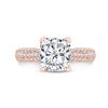Image 1 : Natural 3.32 CTW Cushion Cut Micro Pave Diamond Engagement Ring 18KT Rose Gold