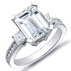 Natural 2.62 CTW Emerald Cut Diamond Engagement Ring 14KT White Gold