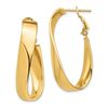 Image 1 : 14k Yellow Gold Twisted Oval Omega Back Hoop Earrings - 7x16 mm