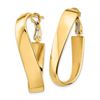 Image 2 : 14k Yellow Gold Twisted Oval Omega Back Hoop Earrings - 7x16 mm