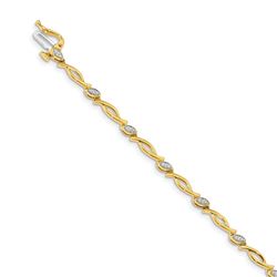 14k Yellow Gold Diamond Linked Bracelet - 7 in.