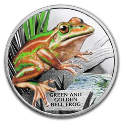 2017 Tuvalu 1 oz Proof Silver Green and Golden Bell Frog