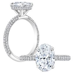 Natural 2.42 CTW Oval Cut Pave Under-Halo Diamond Engagement Ring 14KT White Gold