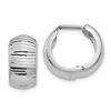 Image 1 : 14k White Gold Textured & Polished Hinged Hoop Earrings