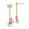 Image 1 : 14k Tri-color HeartStar & Moon Dangle Post Earrings - 53 mm