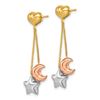 Image 2 : 14k Tri-color HeartStar & Moon Dangle Post Earrings - 53 mm