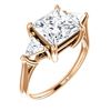 Image 1 : Natural 4.02 CTW 3-Stone Princess Cut & Trillion Cut Diamond Ring 18KT Rose Gold