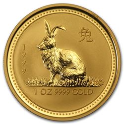 1999 Australia 1 oz Gold Lunar Rabbit BU (Series I)