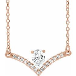 Natural 0.4 CTW Pear Diamond Chandelier Necklace 14KT Rose Gold