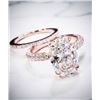 Image 1 : Natural 1.37 CTW Oval Cut 3-Row Pave Under-Halo Diamond Engagement Ring 14KT Rose Gold