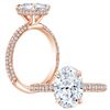 Image 3 : Natural 1.37 CTW Oval Cut 3-Row Pave Under-Halo Diamond Engagement Ring 14KT Rose Gold