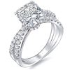 Image 1 : Natural 2.63 CTW Cushion Cut Cross Over Split Shank Diamond Engagement Ring 18KT White Gold