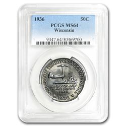 1936 Wisconsin Half Dollar MS-64 PCGS
