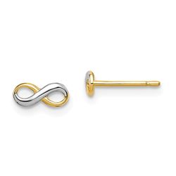 14k w/Rhodium Infinity Post Earrings - 36 mm
