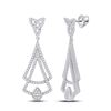 Image 1 : 14kt White Gold Womens Round Diamond Triangle Dangle Earrings 3/4 Cttw