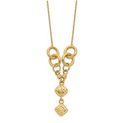 14k Yellow Gold Polished & D/C w/2 in ext Necklace - 18 in.