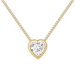 Natural 0.52 CTW Bezel Diamond Heart Necklace 14KT Yellow Gold
