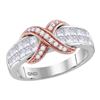 Image 1 : 14kt Two-tone Gold Womens Princess Diamond Crossover Band Ring 1 Cttw