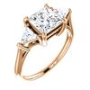 Image 1 : Natural 2.62 CTW 3-Stone Princess Cut & Trillion Cut Diamond Ring 18KT Rose Gold