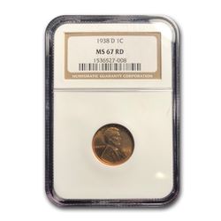 1938-D Lincoln Cent MS-67 NGC (Red)