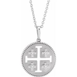 Natural 0.27 CTW Jerusalem Cross Necklace 18KT White Gold