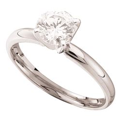 14kt White Gold Womens Round Diamond Solitaire Bridal Wedding Engagement Ring 7/8 Cttw