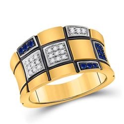 14kt Yellow Gold Womens Round Blue Sapphire Fashion Ring 3/8 Cttw