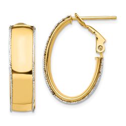 14k Two-Tone D/C wire Accent Oval Hoop Earring - 7.5 mm