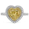 Image 1 : Natural 1.72 CTW Canary Yellow Heart Shape Diamond Ring 18KT White Gold