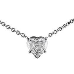 Natural 0.52 CTW Valentine Heart Pendant Necklace With Chain 14KT White Gold