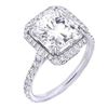 Image 1 : Natural 3.12 CTW U-Setting Radiant Cut Halo Diamond Ring 18KT White Gold