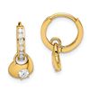 Image 1 : 14k Yellow Gold CZ w/ Heart Dangle Post Earrings - 62 mm