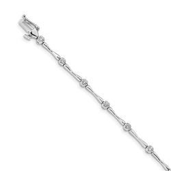 14k White Gold .52ct Diamond Fine Link Bracelet - 7 in.