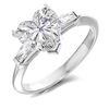 Image 1 : Natural 1.32 CTW Heart Shape & Baguette Cut 3-Stone Diamond Ring 18KT White Gold