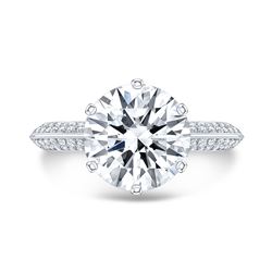 Natural 2.02 CTW Knife Edge Micro Pave 6 Prong Diamond Engagement Ring 14KT White Gold