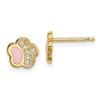 Image 1 : 14k Cubic Zirconia Pink Enamel Paw Post Earrings - 48 mm