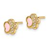 Image 2 : 14k Cubic Zirconia Pink Enamel Paw Post Earrings - 48 mm