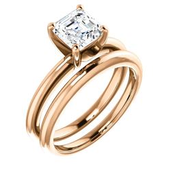 Natural 1.22 CTW Asscher Cut Diamond Engagement Ring 14KT Rose Gold