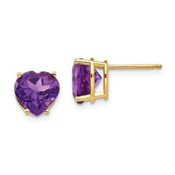 14k 8 mm Heart Amethyst earring