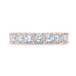 Natural 7.02 CTW Asscher Cut Diamond Eternity Ring 18KT Rose Gold