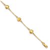 Image 1 : 14k Yellow Gold Brushed & Polished Hearts Bracelet - 7 in.