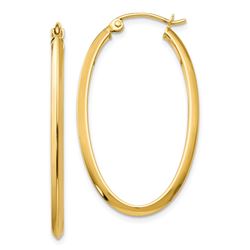 14k 2 mm Oval Hoop Earrings