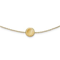 14k Gold Brushed & Polished Diamond Cut Circle Necklace