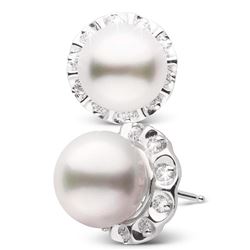 White South Sea Pearl and Diamond Tudor Stud Earrings
