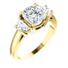 Image 1 : Natural 3.32 CTW Cushion Cut & Half Moons 3-stone Diamond Ring 18KT Yellow Gold