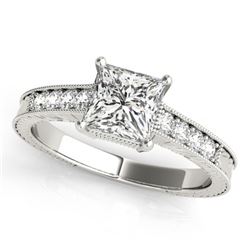 Natural 0.95 ctw Princess Diamond Antique Ring 14k White Gold
